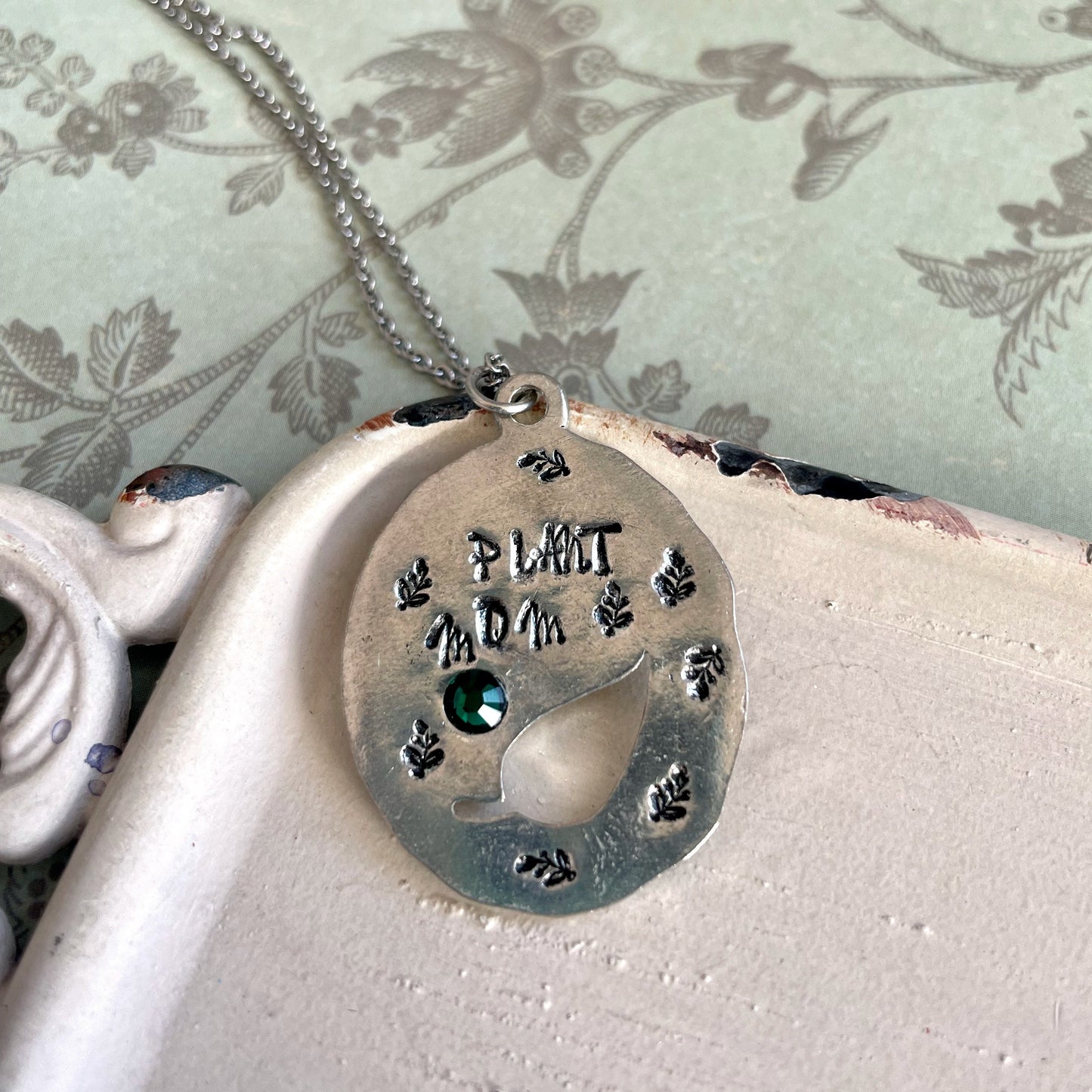 Ivy - plant mom necklace - hand stamped necklace