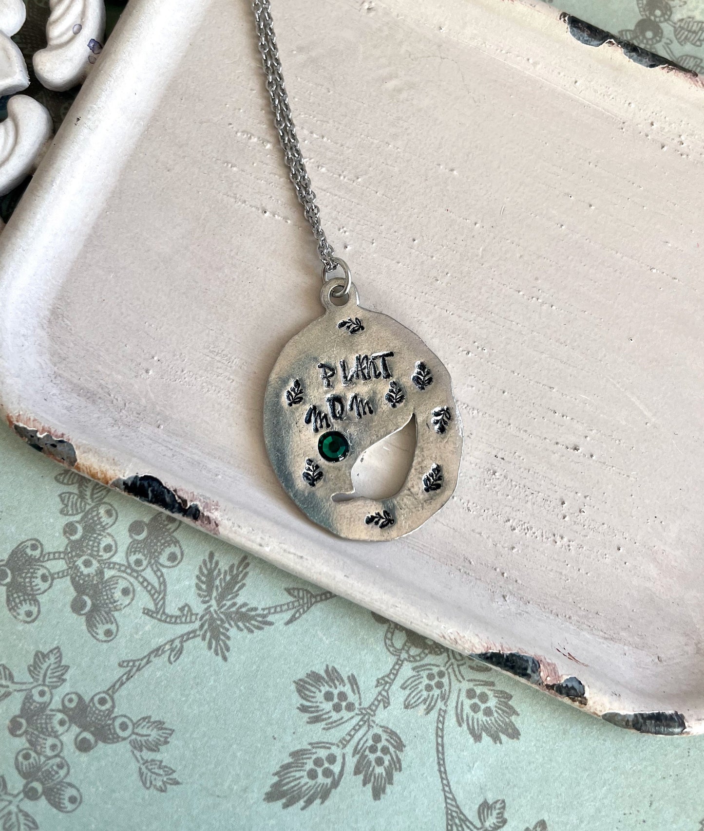 Ivy - plant mom necklace - hand stamped necklace