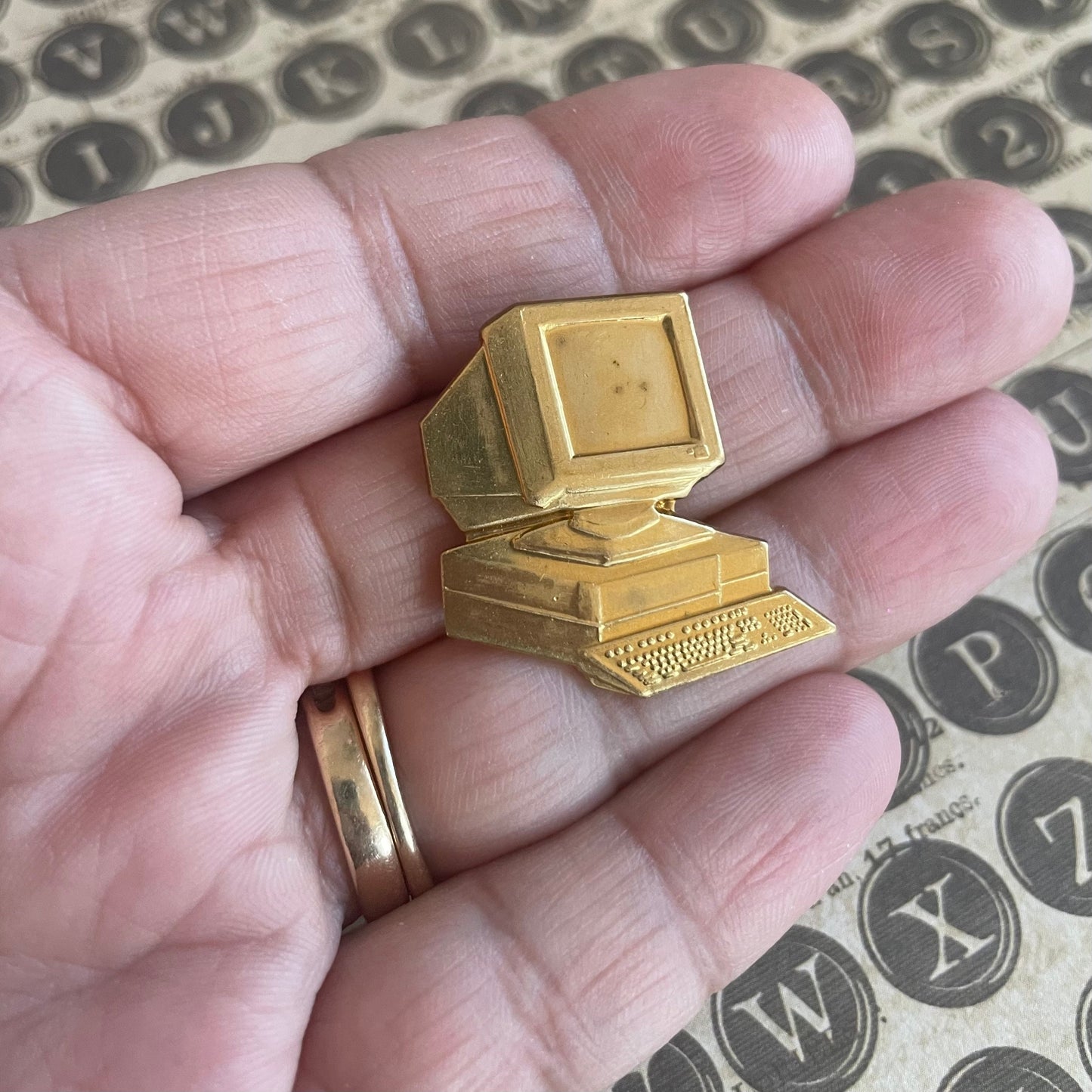 Steve - Vintage Brass desktop Computer pin