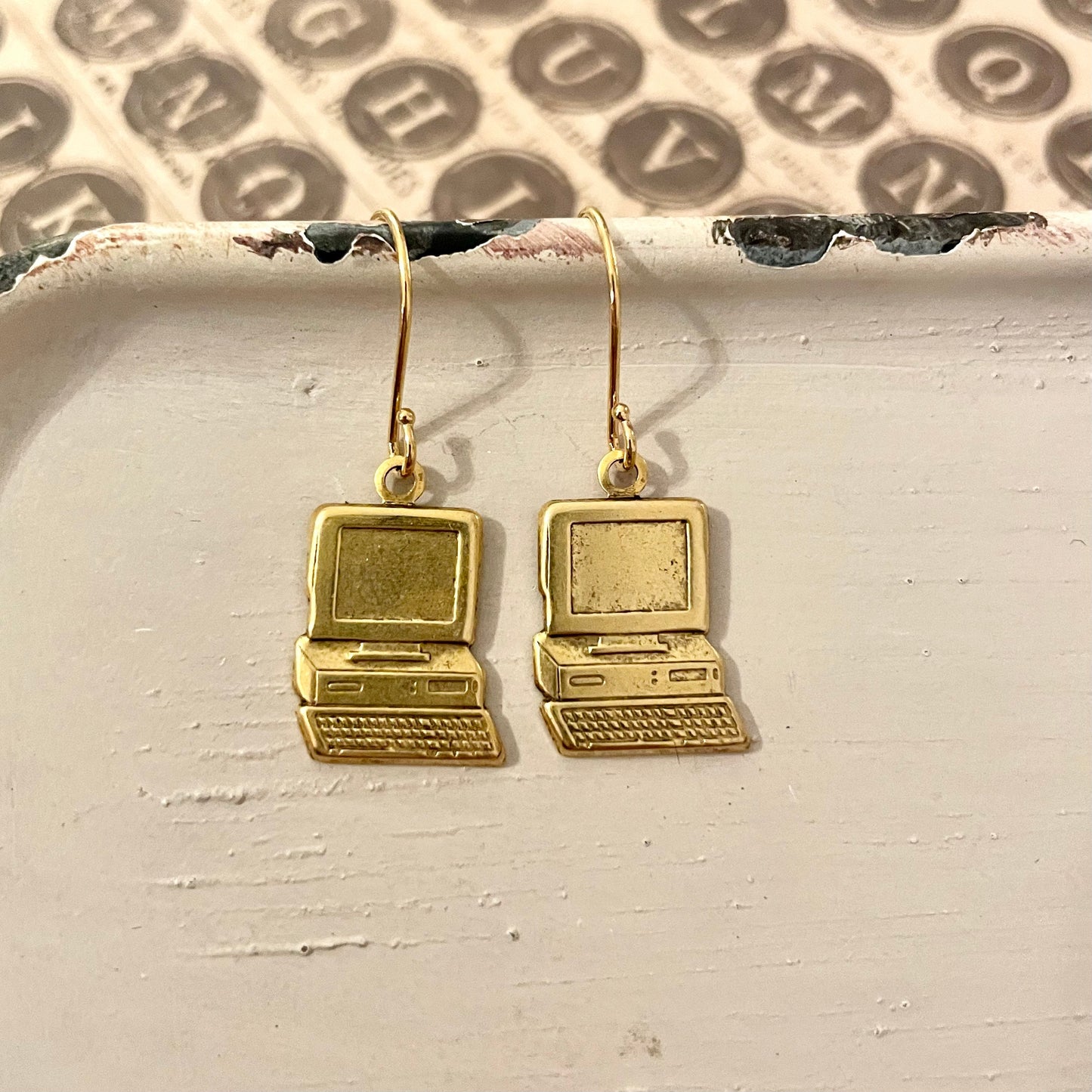 Vintage Brass Computer earrings