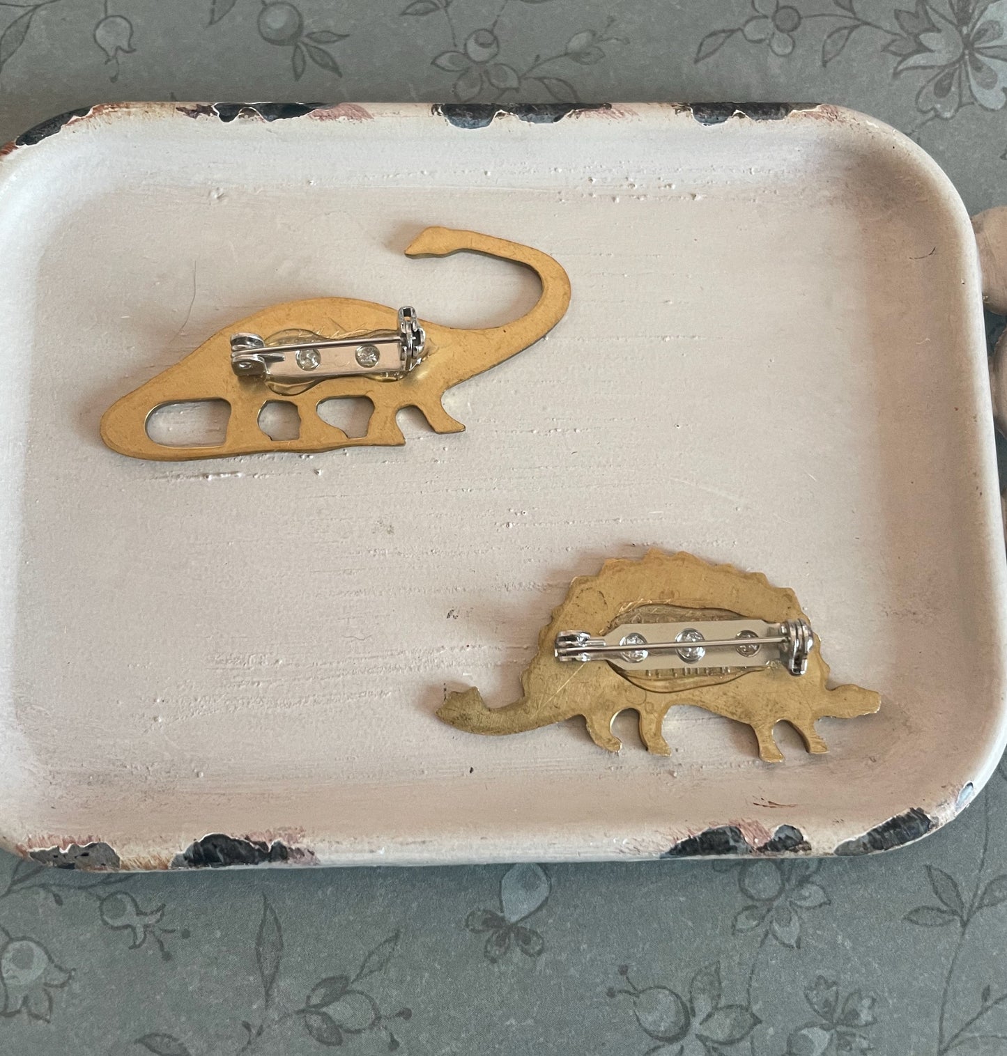Vintage brass dinosaur pins your choice