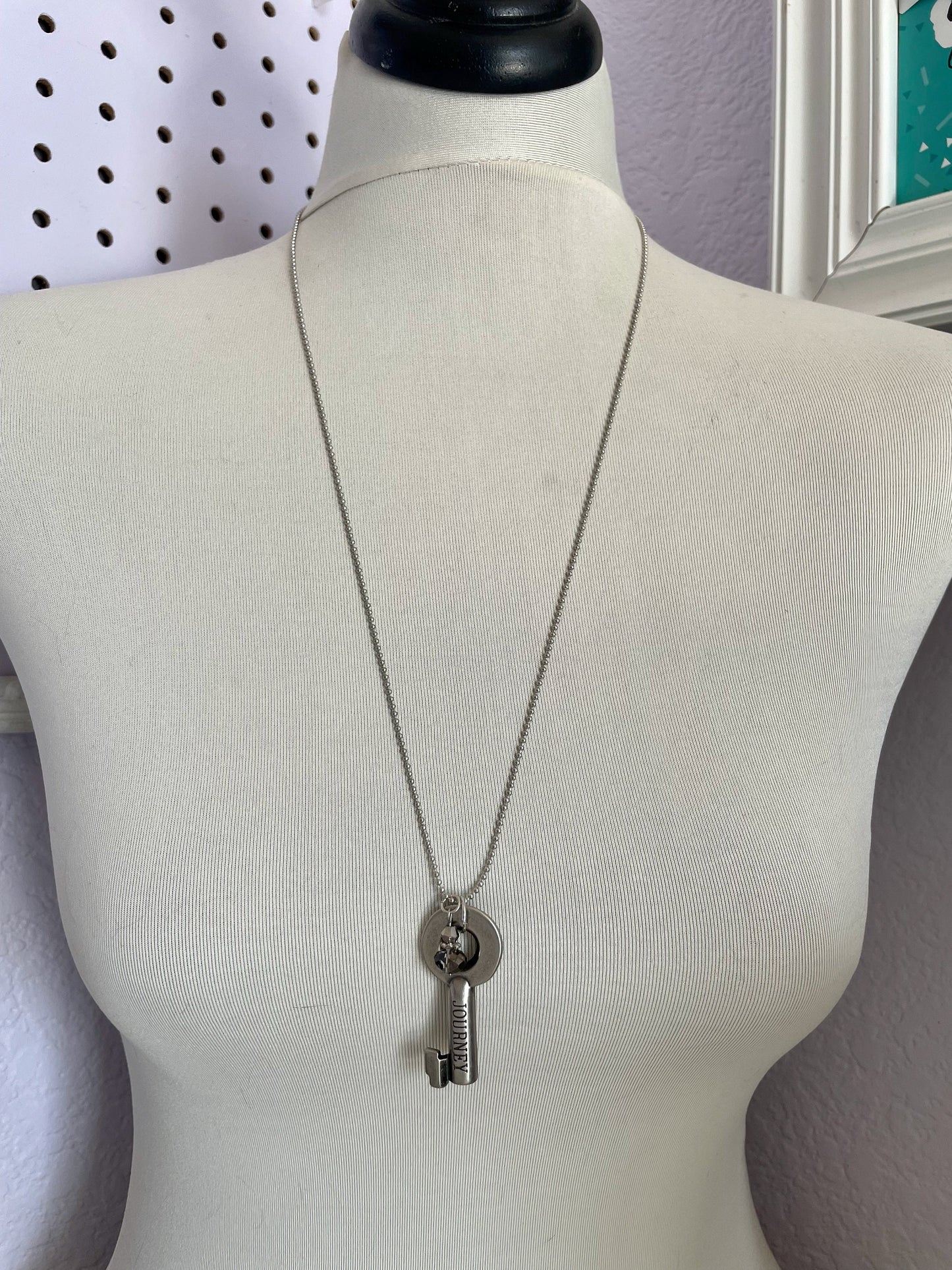 Journey Key - Antique Style Key Necklace Crystals -  Key Necklace