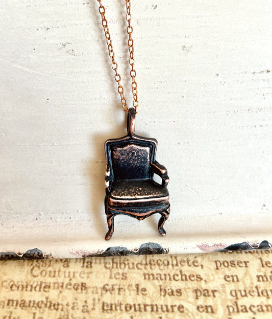 Empty chair necklace - victorian chair charm