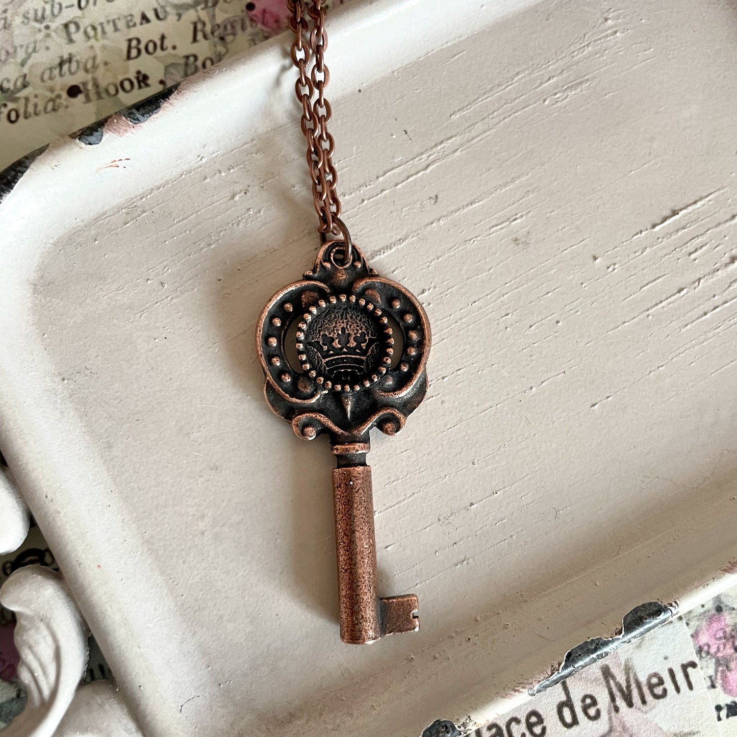 The queen's key -  crown key charm necklace