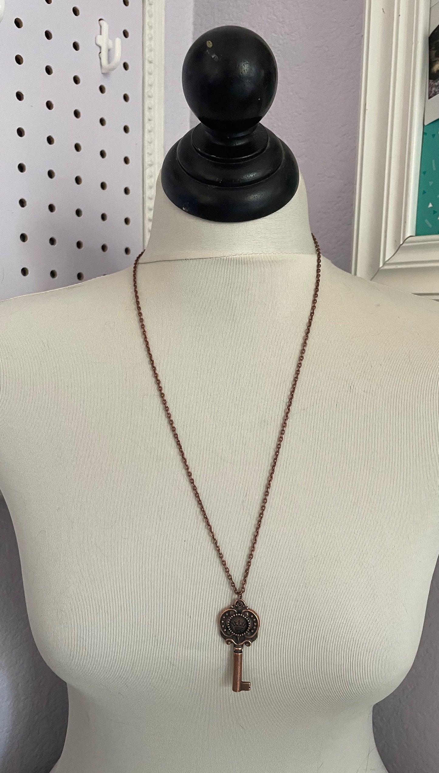 The queen's key -  crown key charm necklace