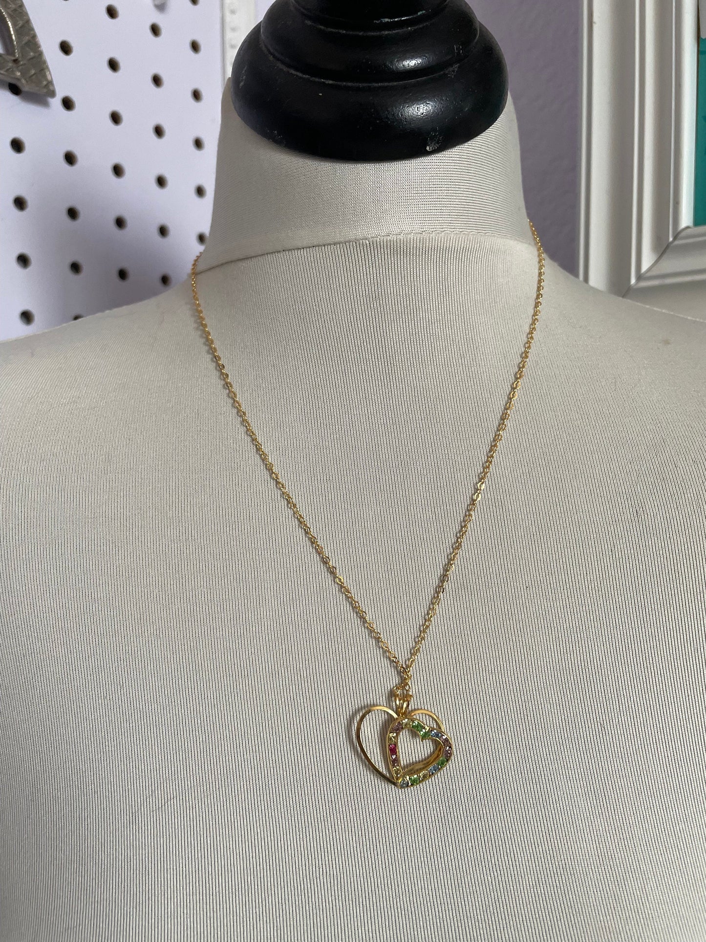 Vintage two of hearts necklace made with Swarovski pendant