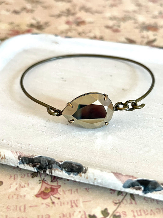 Gold metallic Swarovski Crystal bangle bracelet