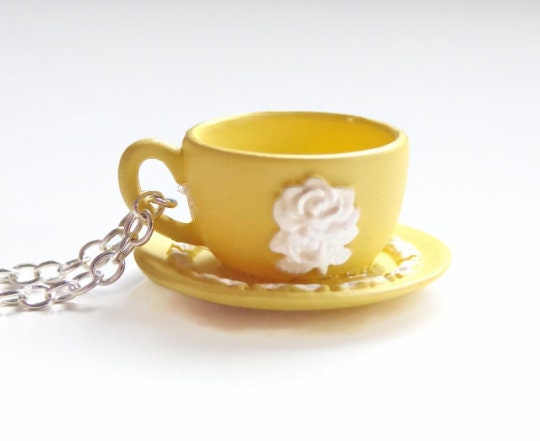 Lorene - white rose teacup or teapot necklace