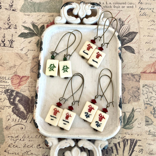Mahjong tile earrings your choice