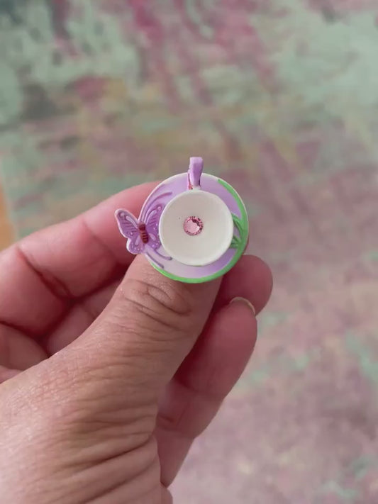 Clora - miniature flower teacup ring