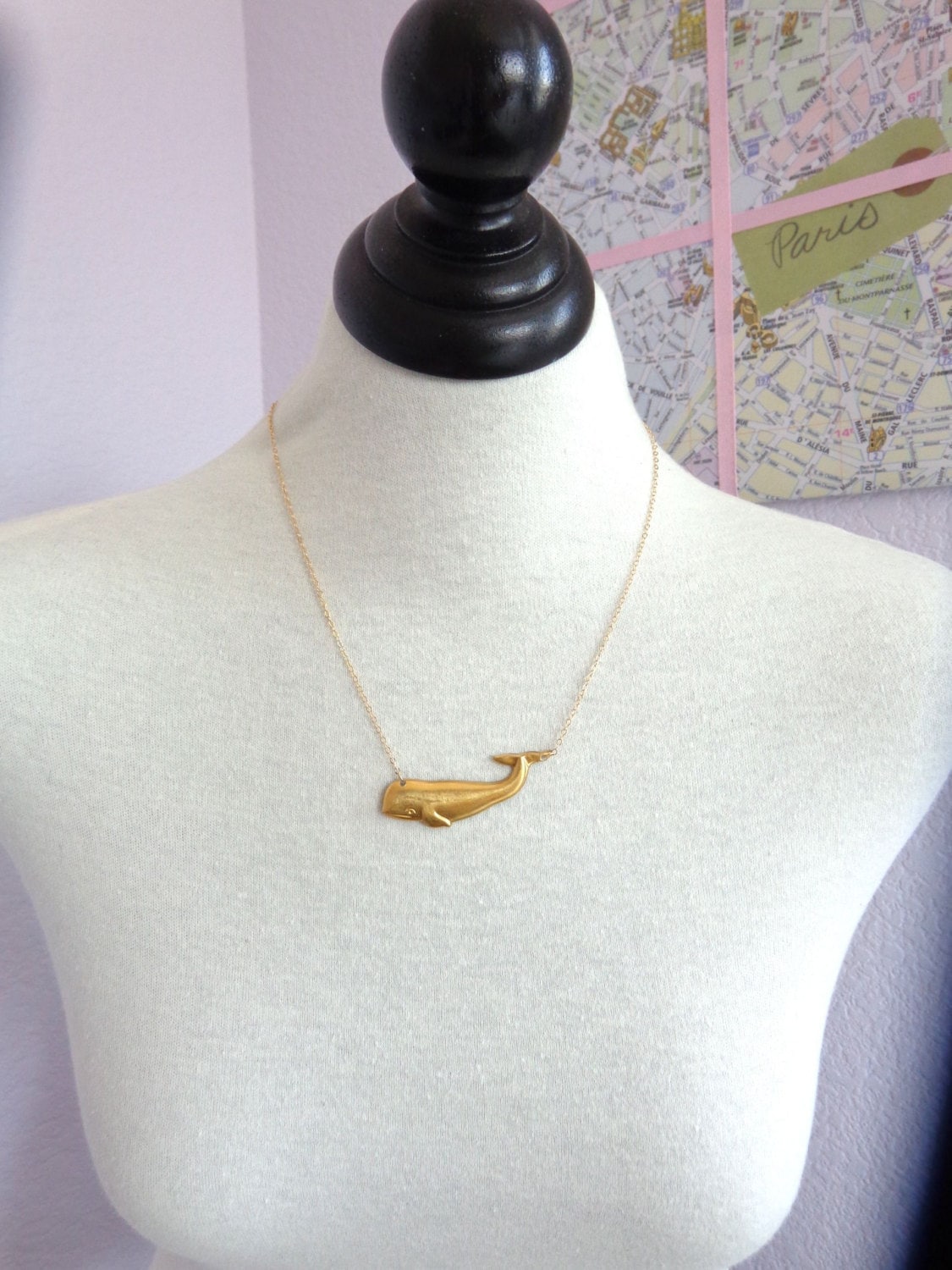 Brass whale necklace