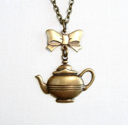 Maxine -Teapot and Bow Necklace