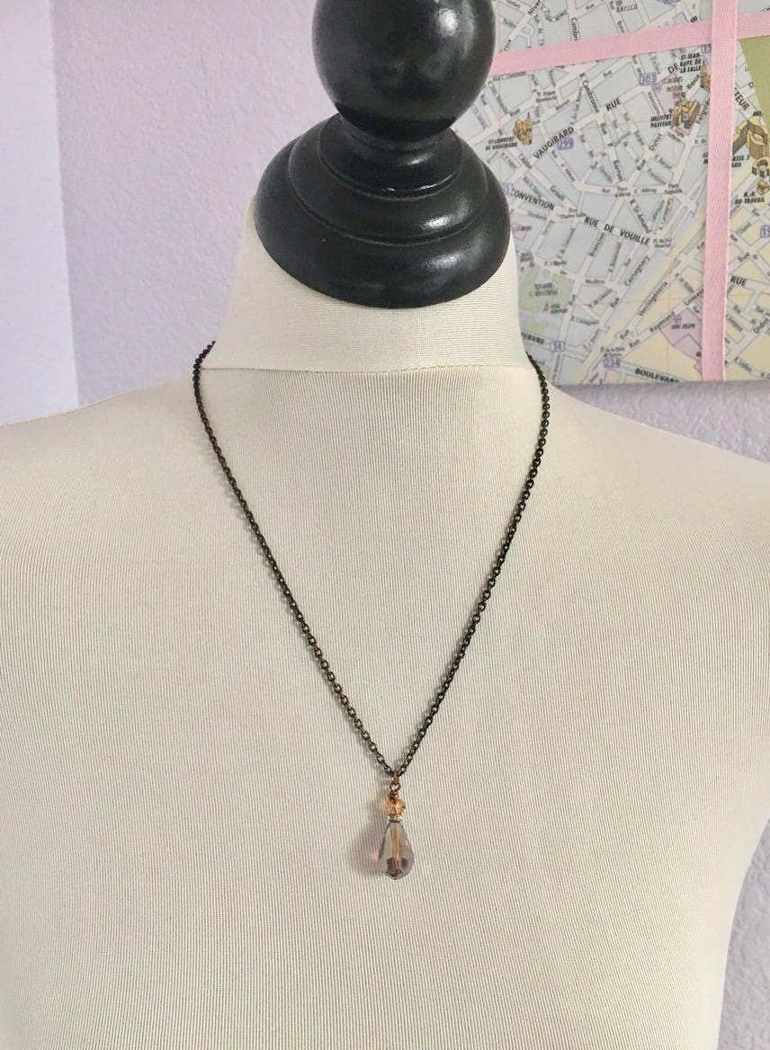 Arlena II - purple and copper teardrop necklace