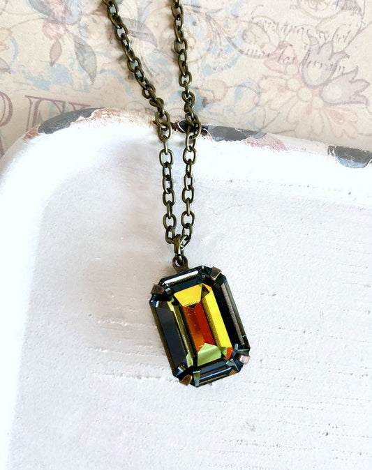 Vintage Swarovski crystal multi colored necklace