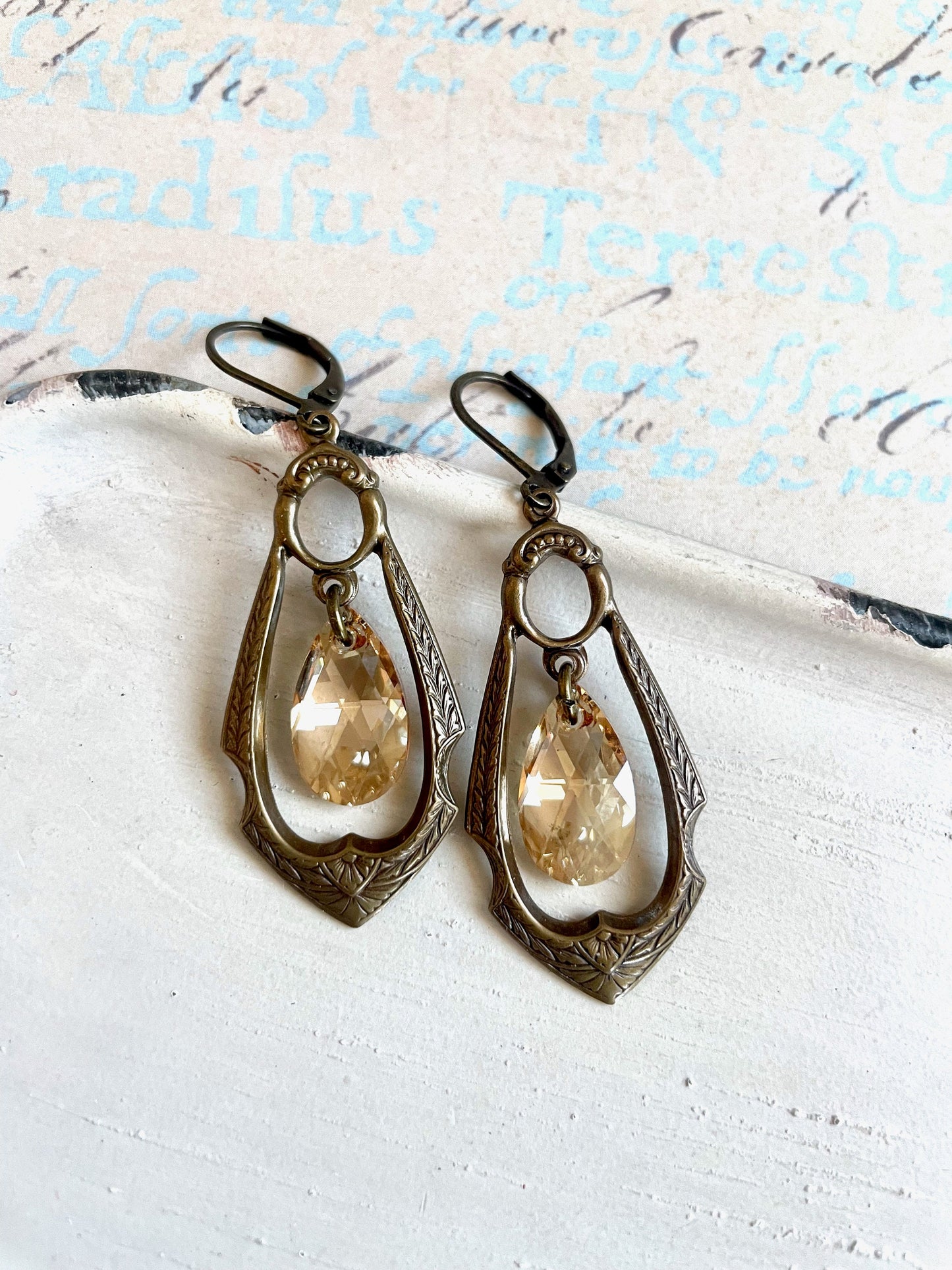 Antique gold chandelier earrings