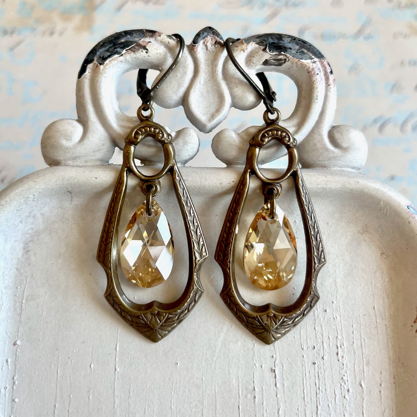 Antique gold chandelier earrings