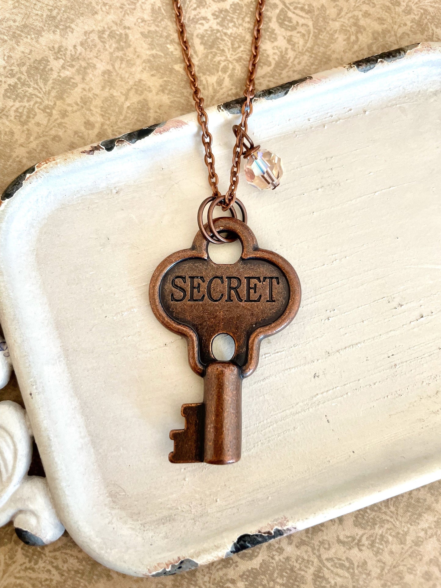 Antique copper key necklaces - secret or love key