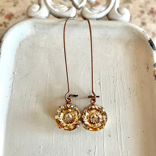 Copper and crystal earrings